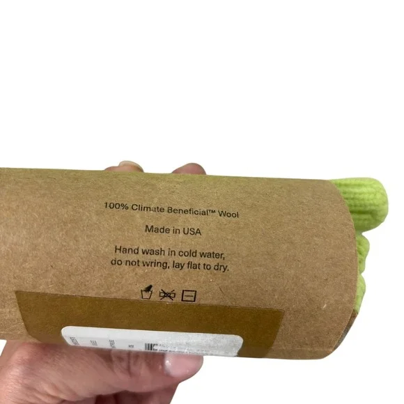 Mara Hoffman Knit Scarf Beanie Gloves Set Chartreuse Neon Green Wool NEW $400 - Picture 6 of 9